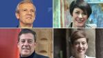 Øverst fra venstre: Alfonso Rueda (PP), Ana Pontón (BNG), Gómez Besteiro (PSdeG) og Marta Lois (Sumar)